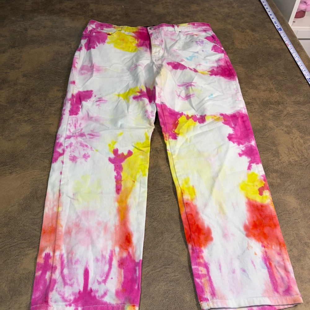 Gloria Vanderbilt Jeans Womens 18 Short Pink Tie Dye Amanda High Rise
